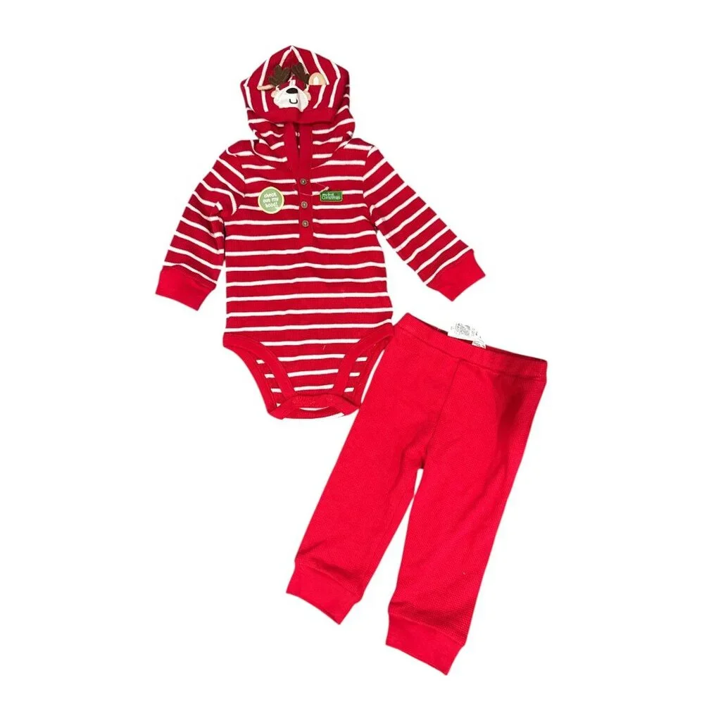 LITTLE ME My First Christmas Baby Bodysuit & Joggers Set 12-months